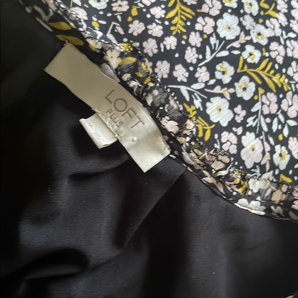 LOFT Black Floral dress with Yellow and White Accents - Picture 2 of 5